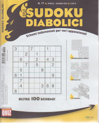 Solo Sudoku Diabolicici  n. 17 - trimestrale aprile - giugno 2018 