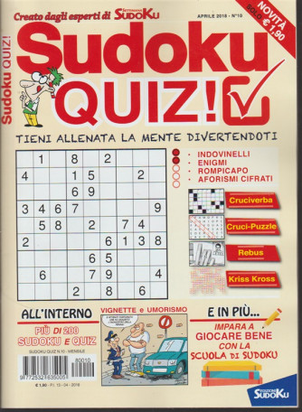 Sudoku Quiz - n. 10 - mensile aprile 2018