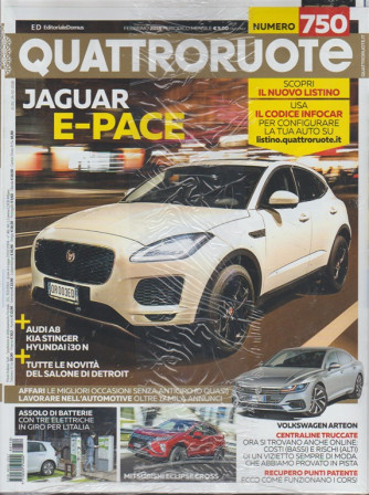 Quattroruote - mensile n. 750 Febbraio 2018 Jaguar E-Pace