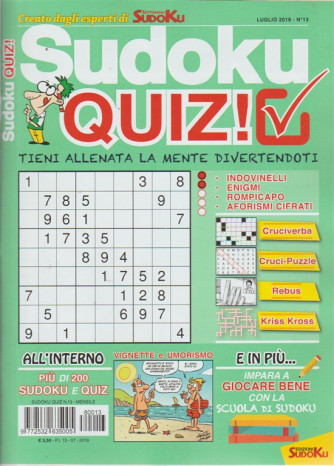 Sudoku Quiz - n. 13 - luglio 2018 - mensile