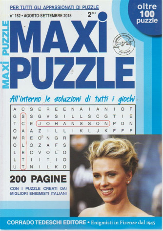 Maxi puzzle - n. 152 - agosto - settembre 2018 - bimestrale - 200 pagine - oltre 100 puzzle