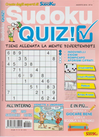 Sudoku Quiz - n. 14 - agosto 2018 - mensile - 