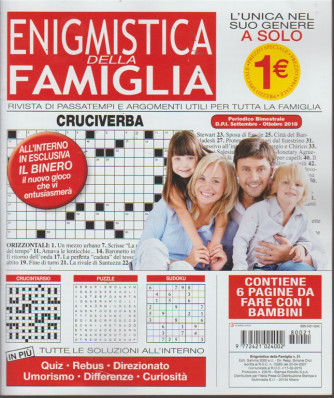 Enigmistica della famiglia - n. 21 - bimestrale - settembre - ottobre 2018