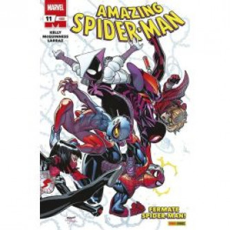 Copertina di Uomo Ragno numero 11 con Spider-Man in azione, titolo Amazing Spider-Man e logo Marvel