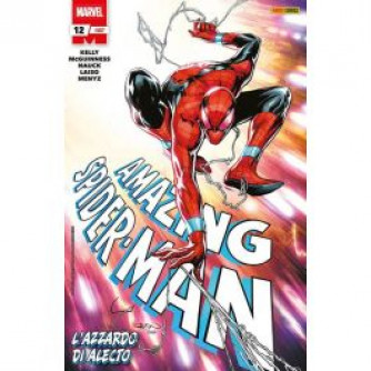 Copertina di Uomo Ragno numero 12 con Spider-Man in azione, titolo Amazing Spider-Man e logo Marvel