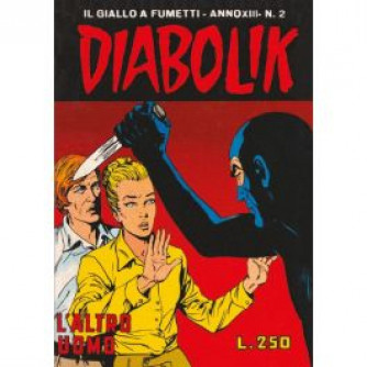 Copertina Diabolik Anastatika n.2 con titolo L'altro uomo, fumetto del ladro in calzamaglia