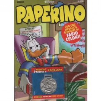 Copertina di Paperino Edizione Speciale Aprile 2026 con medaglia di Paperino o Paperinik, disegnata da Fabio Celoni