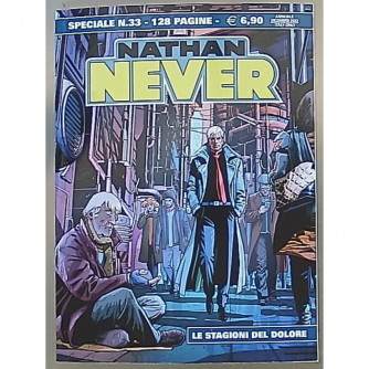 Copertina di Nathan Never Speciale numero 33 con titolo 'Le stagioni del dolore', fumetto di fantascienza e horror