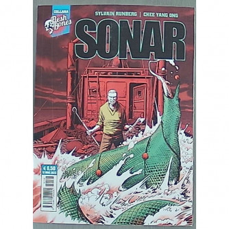 Copertina del fumetto Cosmo Serie Blu n.12 Flesh and Bones con illustrazione di fantascienza horror
