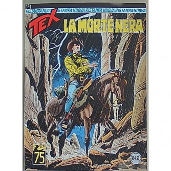Copertina fumetto TEX NUOVA RISTAMPA con titolo La Morte Nera e prezzo 7,50€