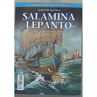 Copertina fumetto COSMO SERIE BLU con illustrazione delle battaglie navali di Salamina e Lepanto