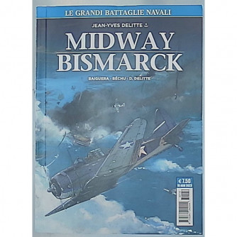 Copertina fumetto COSMO SERIE BLU: Le Grandi Battaglie Navali con illustrazioni di Midway e Bismarck