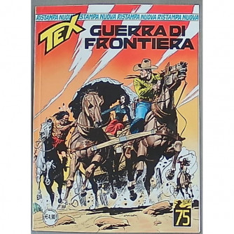 Copertina di Tex Nuova Ristampa con il ranger Tex in una scena western dal titolo Guerra di frontiera