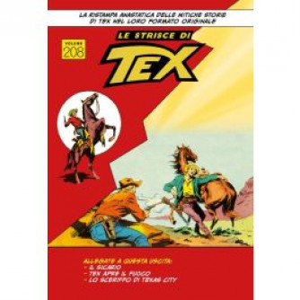 Copertina Tex Strisce numero 208 con le storie Il sicario, Tex apre il fuoco e Lo sceriffo di Texas City