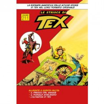 Copertina Tex Strisce numero 211 con titoli Il prezzo del sangue, Il pugnale avvelenato, L'ultimatum di Tex