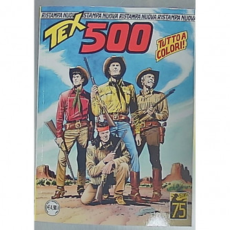 Copertina Tex Nuova Ristampa numero 500, fumetto western a colori con Tex Willer in azione