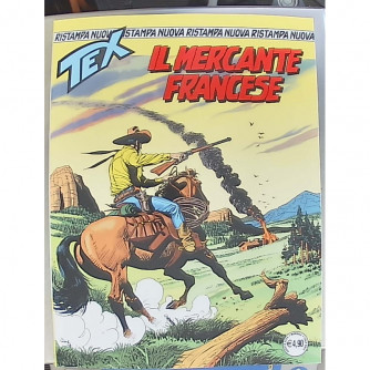 Copertina di TEX NUOVA RISTAMPA con Tex Willer e titolo 'Il mercante francese'