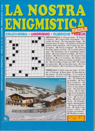 La Nostra Enigmistica facile - n. 79 - trimestrale - dicembre - febbraio 2019 - 