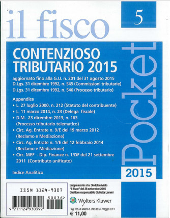 Contenzioso Tributario 2015 - speciale de Il Fisco  del 28 Settembre 2015