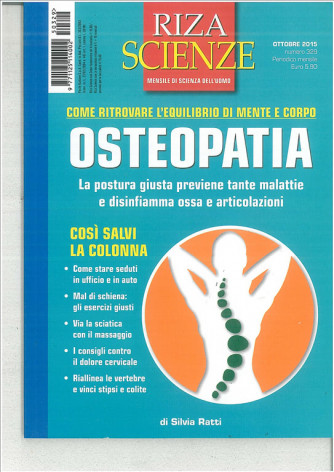 Riza Scienze - Osteopatia - Mensile n.329 Ottobre 2015