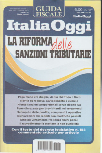 La Riforma delle Sanzioni tributarie - guida fiscale Italia Oggi-12/10/2015