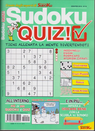Sudoku Quiz - n. 19 - bimestrale - gennaio - febbraio 2019 - 
