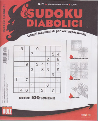 Solo Sudoku Diabolici - n. 20 - gennaio - marzo 2019 - trimestrale