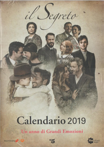 Calendario 2019 "il Segreto" by Fivestore Mediaset - cm. 28,5x40