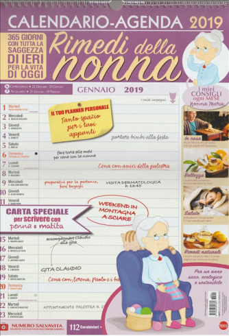 Calendario Agenda 2019 - Rimedi della Nonna -  cm. 30  x 43 con spirale