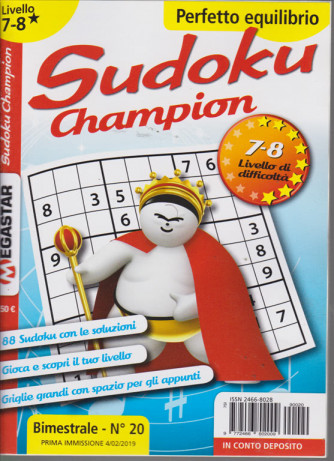 Sudoku Champion - Liv.7-8 - n. 20 - bimestrale - 4/2/2019 - 