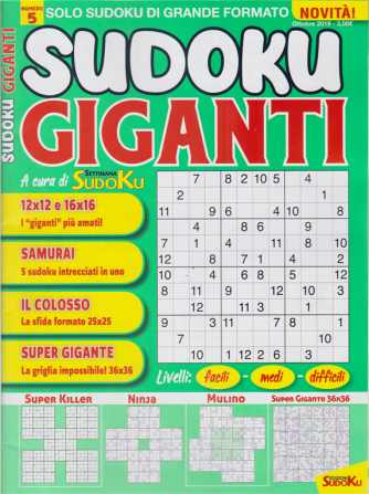Sudoku Giganti - n. 5 - ottobre 2019 - mensile