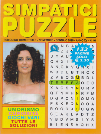 Simpatici puzzle - n. 40 - trimestrale - novembre - gennaio 2020 - 132 pagine