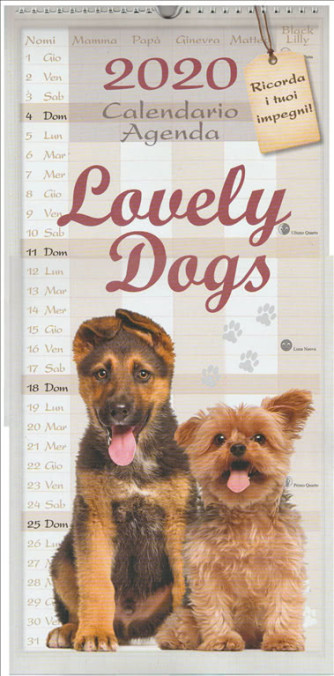 Calendario agenda 2020 "Lovely dogs" - cm. 22 x 45 con spirale 