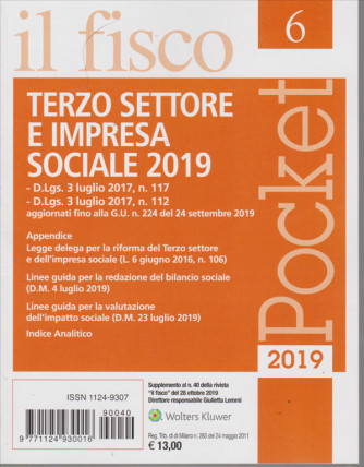 Il Fisco pocket - n. 6 - 28 ottobre 2019 - Terzo settore e impresa sociale 2019 - 