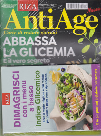 Riza Antiage  - n. 19 - novembre 2019 - mensile + il libro Dimagrisci con i menù a basso indice glicemico - rivista + libro