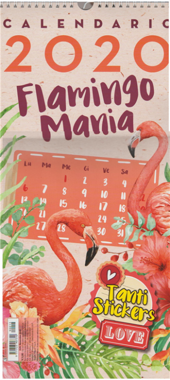 Calendario 2020 Flamingo Mania - cm. 22 x 45 c/spirale 