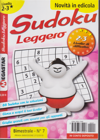  Sudoku leggero - n. 7 - livello 2-3 - bimestrale - 2/12/2019 - Novità in edicola