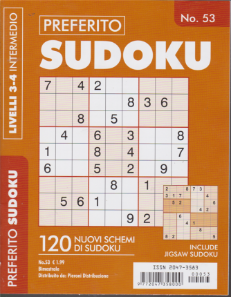 Preferito sudoku - n. 53 - bimestrale - livelli 3-4 intermedio