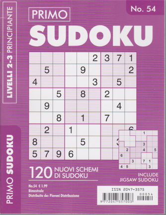 Primo Sudoku - n. 54 - bimestrale - livelli 2-3 principianti