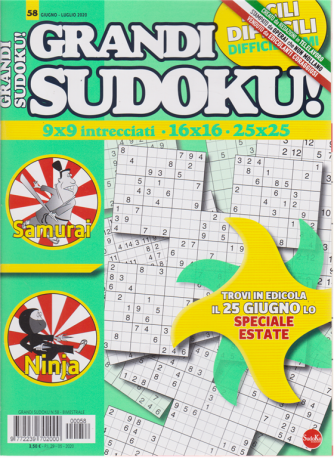 Grandi Sudoku - n. 58 - giugno - luglio 2020 - bimestrale - 