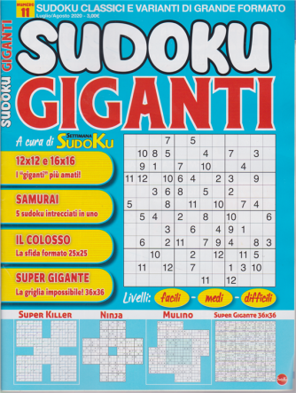 Sudoku Giganti - n. 11 - luglio - agosto 2020 - bimestrale
