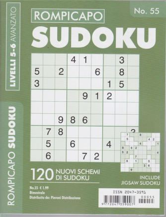 Rompicapo Sudoku - n. 55 - bimestrale - livelli 5-6 - avanzato - 