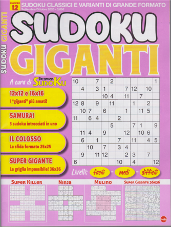 Sudoku Giganti - n. 12 - settembre - ottobre 2020 - bimestrale