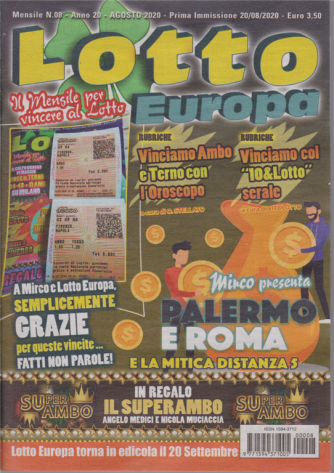 Lotto Europa - n. 8 - mensile - agosto 2020 - 