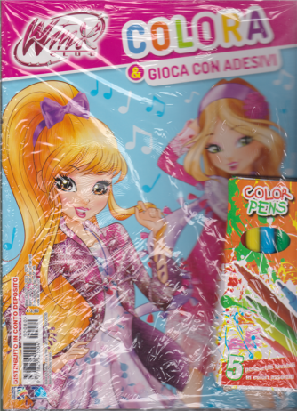Colora Con Winx Club -  Colora & Gioca con adesivi + 5 pennarelli lavabili in colori assortiti - n. 80 - 7//2020 - bimestrale