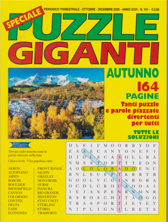 Speciale Puzzle Giganti autunno 2020 -n.101 - trimestrale - ottobre - dicembre 2020 - 164 pagine