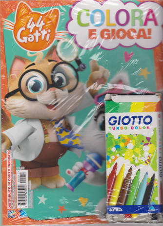 Sticker Games - 44 Gatti - Colora e gioca! - n. 10 - +  6 colori Giotto turbo color -  5/10/2020 - bimestrale 