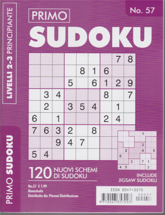 Primo Sudoku - n. 57 - bimestrale - livelli 2-3 principiante
