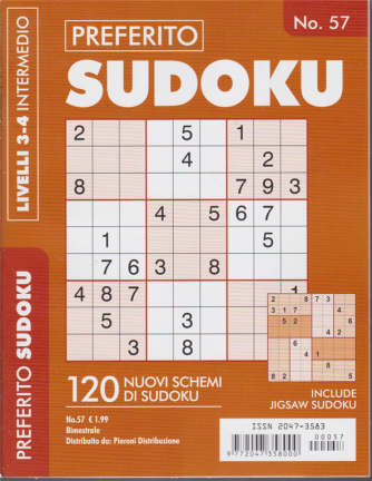 Preferito Sudoku - n. 57 - bimestrale - livelli 3-4 intermedio