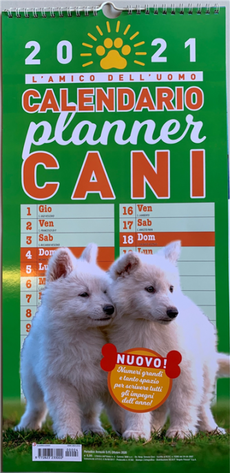 Calendario Planner 2021 Cani cm. 22x45 con spirale
